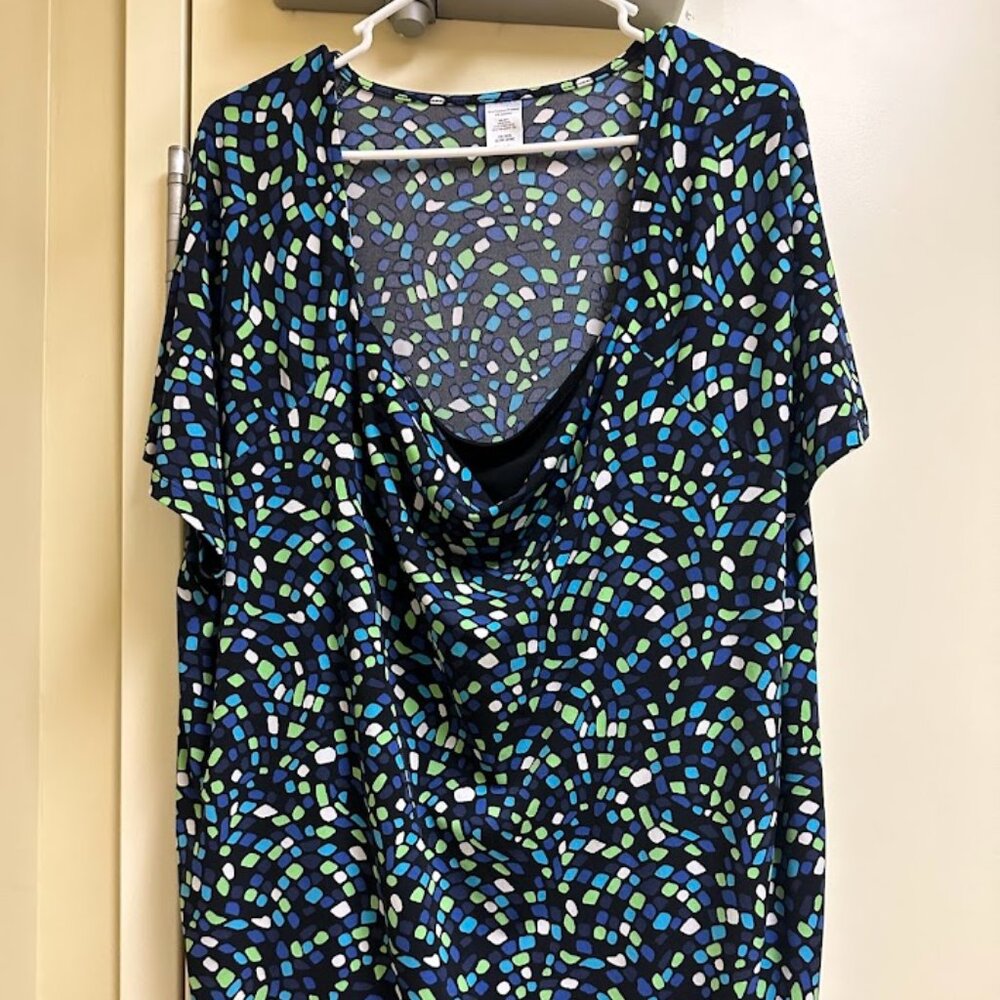 S109 - Walmart Blue Green  Black Shirt Top Plus Size 3x 24